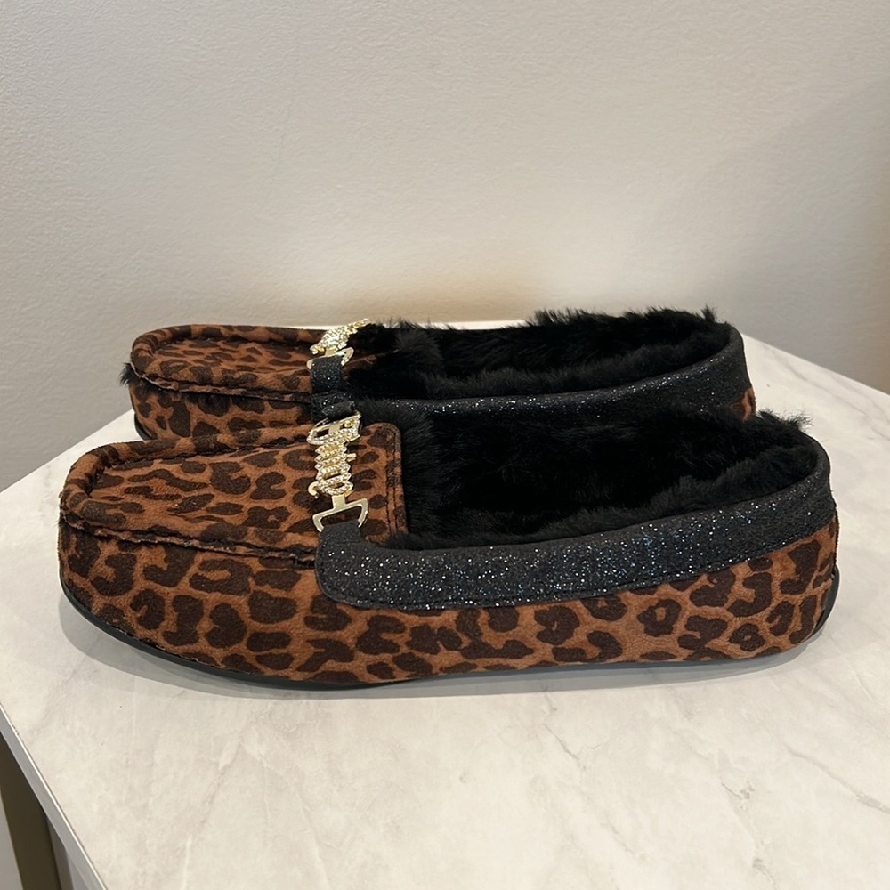 🔥Leopard Print Fur Lined Loafers with Gold Accents🔥